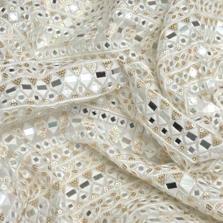 Viscose Georgette Mirror Sequins Embroidery Fabrics