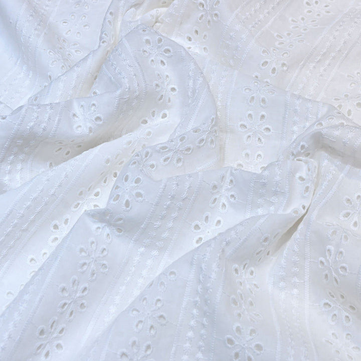 Cotton Chikankari Cutwork & Thread Embroidery Fabric – Elegant Summer Designer Fabric- MJ7156-1