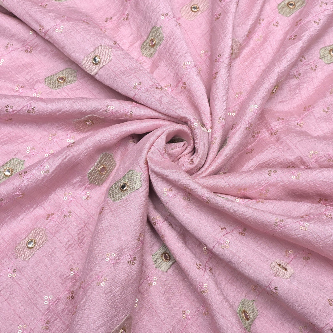 Nysha Silk Thread With Sequins Embroidery Fabric