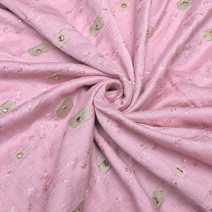 Nysha Silk Thread With Sequins Embroidery Fabric