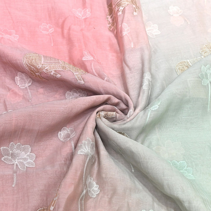 4D Shaded Mul Chanderi Embroidery Fabric-Designer Fabrics GP4049-3