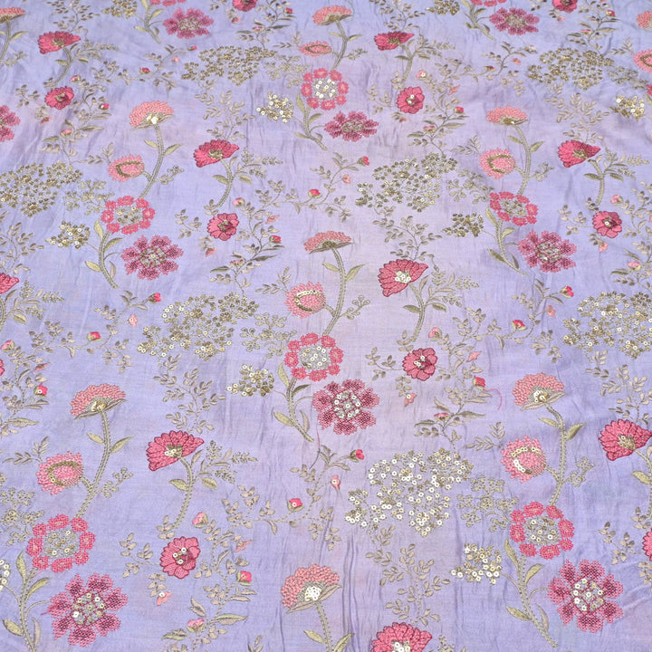 Silk Chanderi Multi Thread Embroidery Fabrics