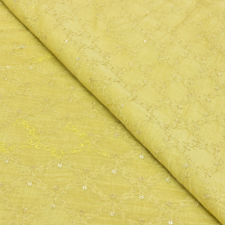 Premium Mul Chanderi Thread With Sequins Embroidery Fabrics