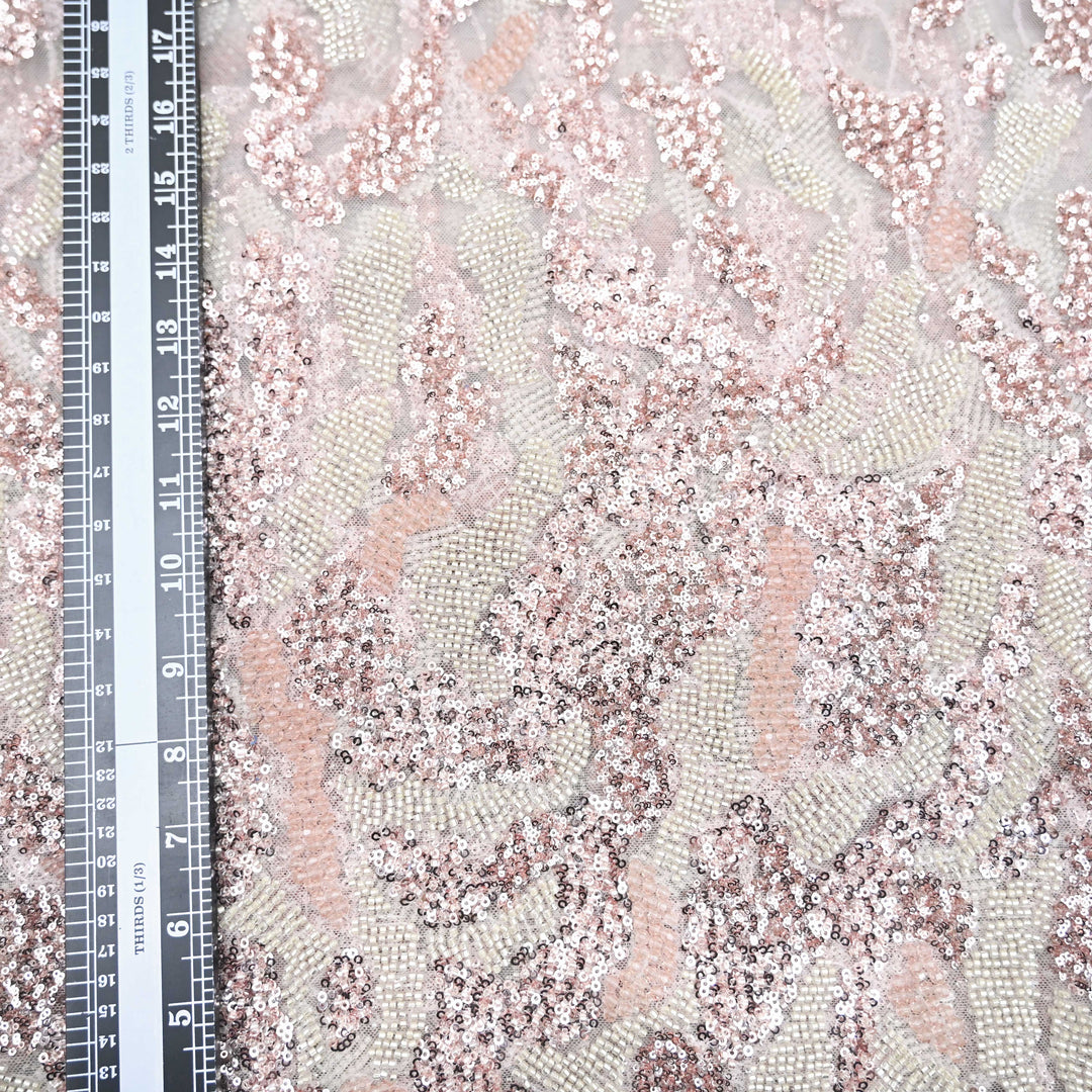 Nude Pink Net Imported Embroidery Fabric.| 60063