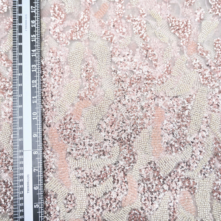 Nude Pink Net Imported Embroidery Fabric.| 60063