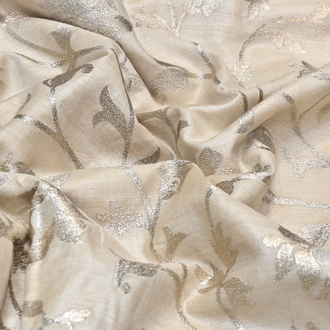 Pure Moonga Silk Zari Embroidery Fabric – Premium Designer Ethnic Fabric for Wedding & Festive Wear -MS3080-1