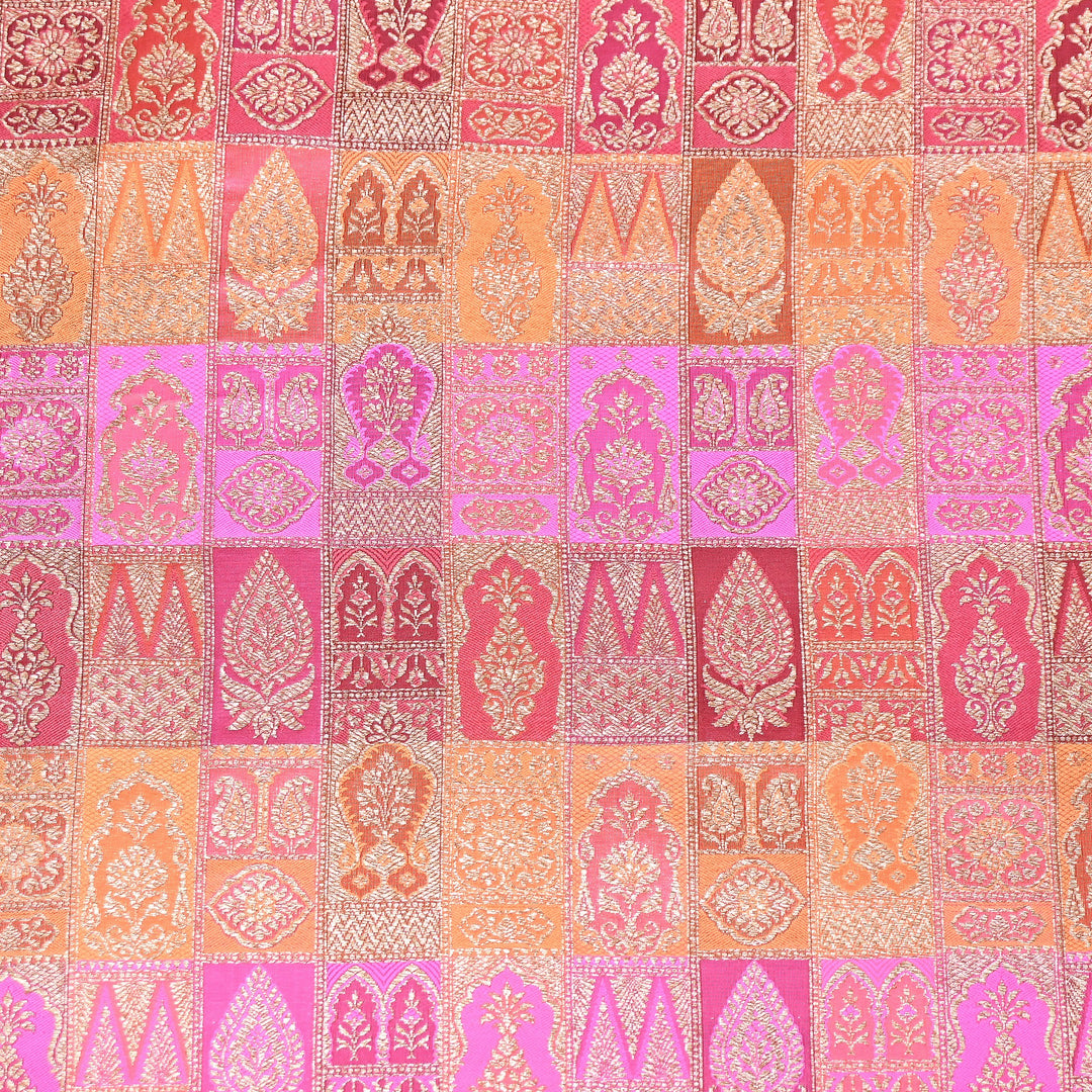 Multi Rangoli Brocade Fabric – Premium Zari Woven Designer Brocade Fabric 001006-A17