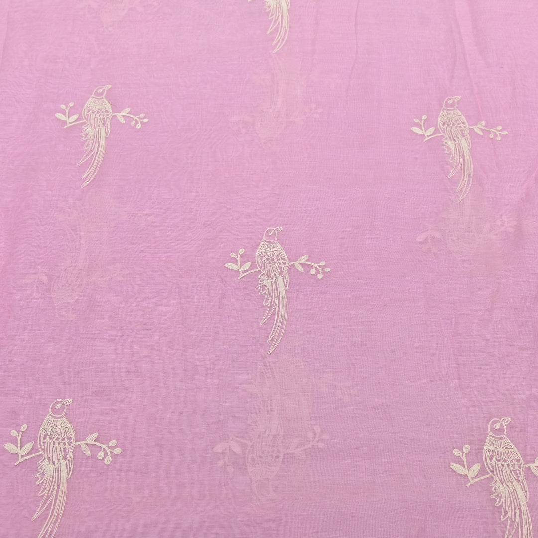 POWDER PINK COLOR MUL CHANDERI THREAD EMBROIDERY FABRIC GP4120A-3