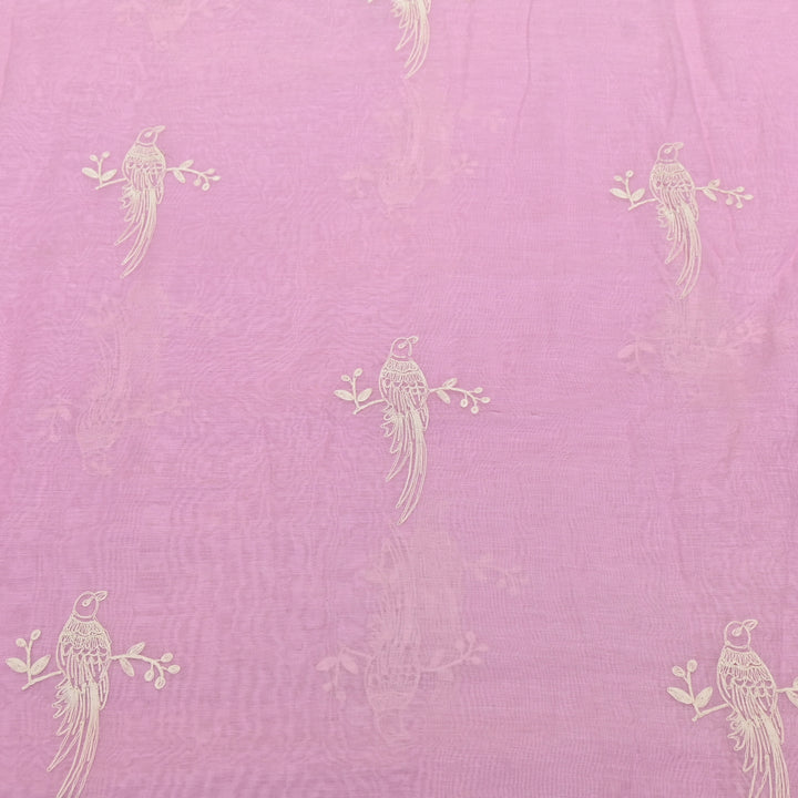 POWDER PINK COLOR MUL CHANDERI THREAD EMBROIDERY FABRIC GP4120A-3