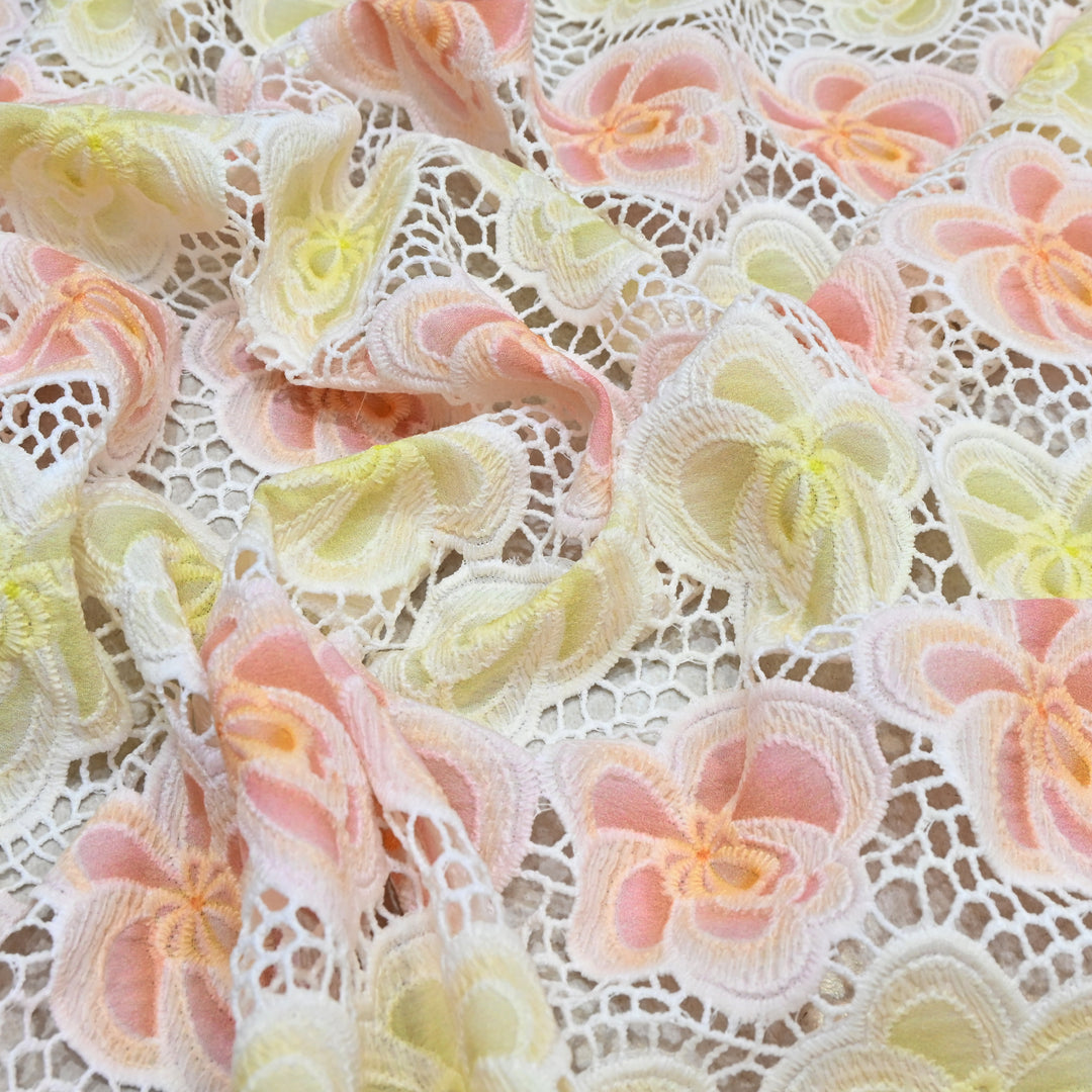 Imported Premium Crepe Cutwork Embroidery Fabric – Floral Designer Soft Crepe Material-TD0C84-3B