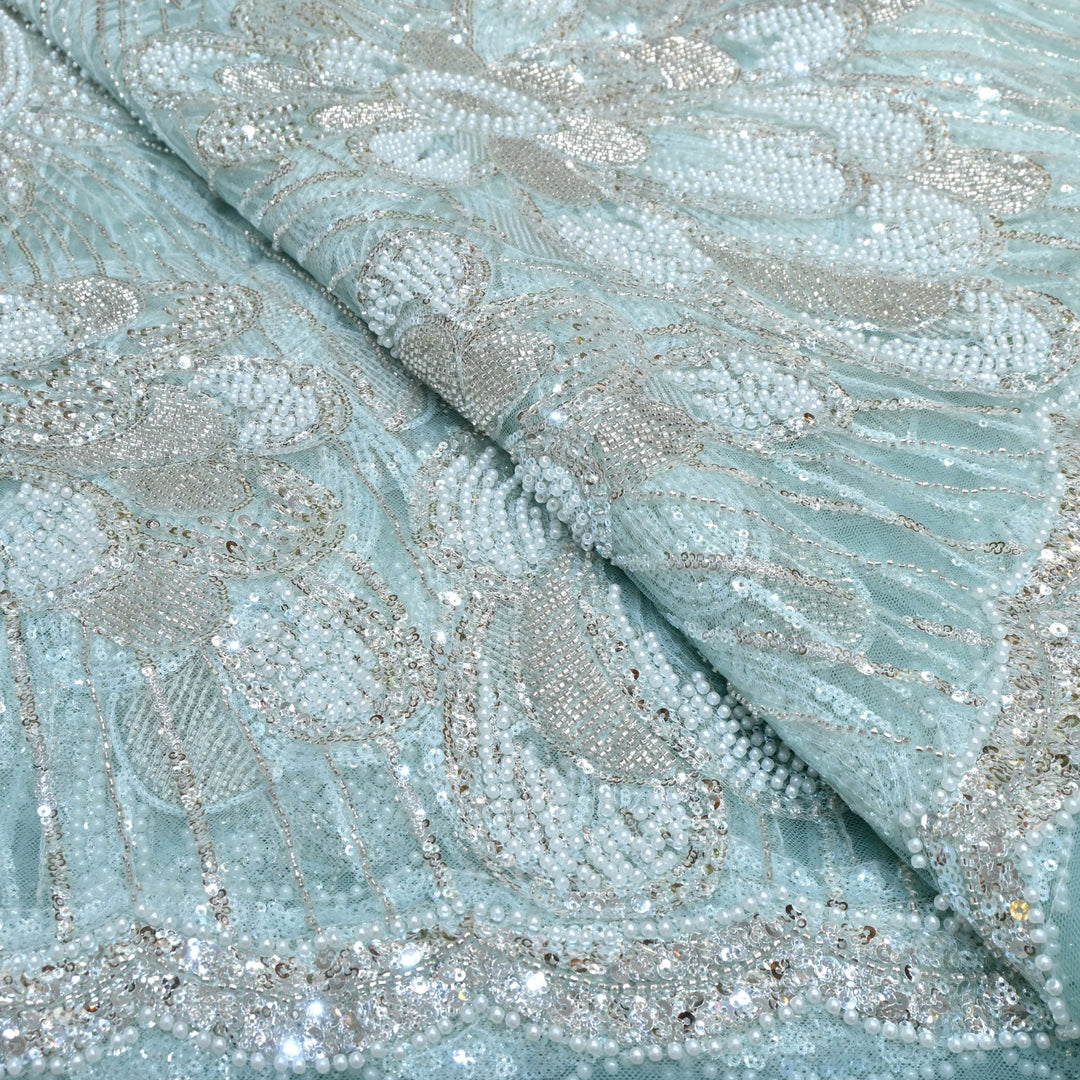 Beautiful Imported Net Cut Dana & Sequins Embroidery Fabric