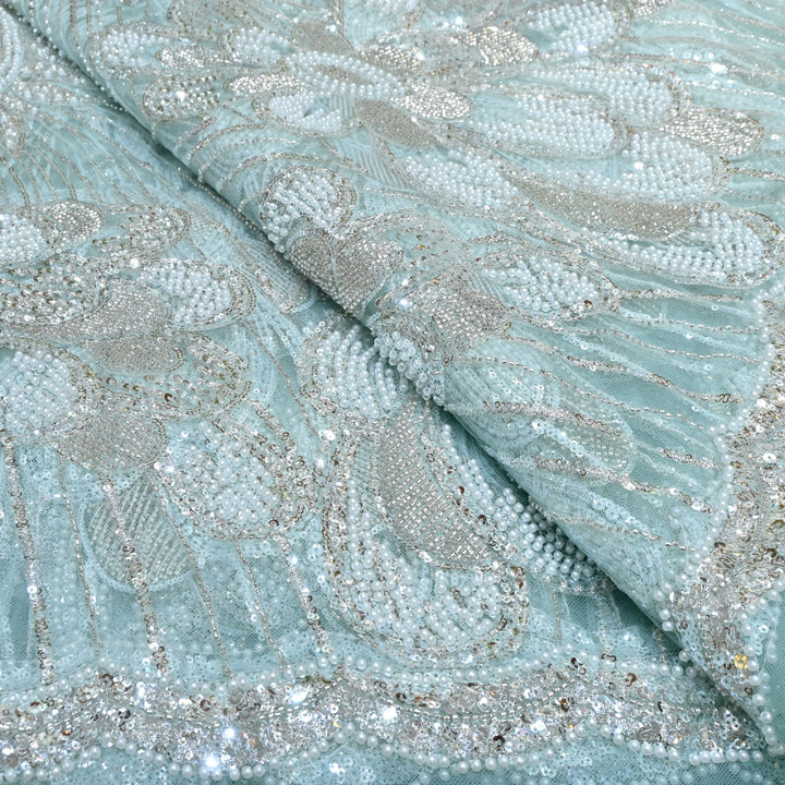 Beautiful Imported Net Cut Dana & Sequins Embroidery Fabric