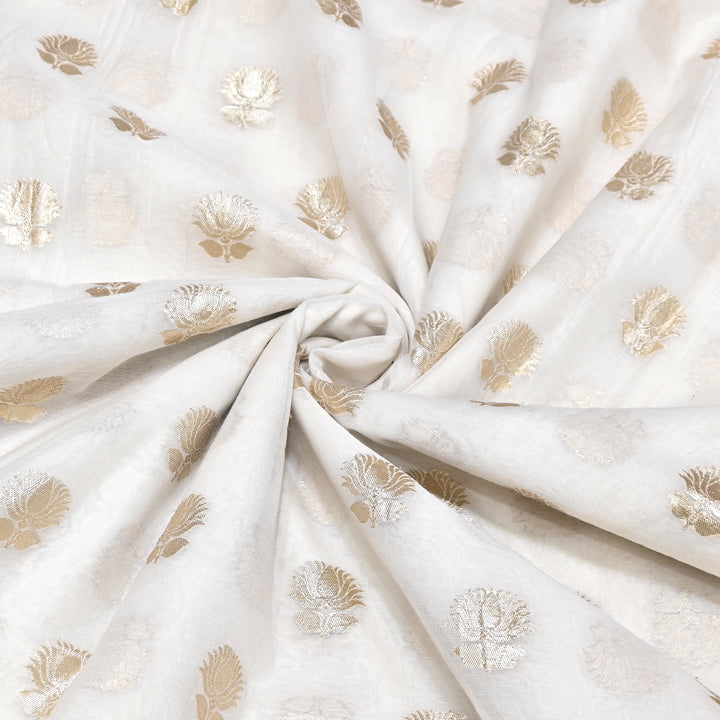 Banarasi Chanderi Gold Mat Zari Fabric – Premium Designer Ethnic Wear Fabric 000313-8