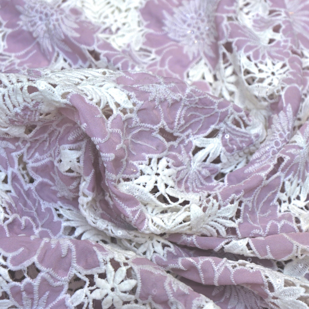 Crocia Cut Work With Watter Sequence Embroidery on Imported Crepe Fabrics