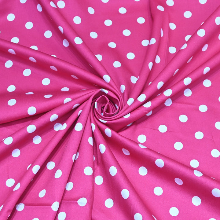 Glace Cotton With Beautiful Polka Dot Print Fabric – Lightweight Designer Cotton Fabric - LT0185-5