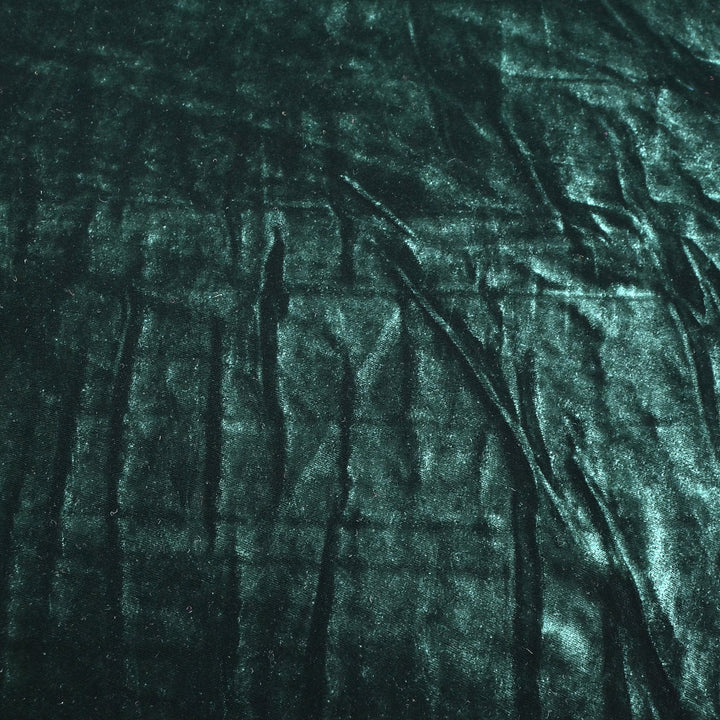 Medium Jungle Green Color Plain Pure Silk Velvet Fabrics