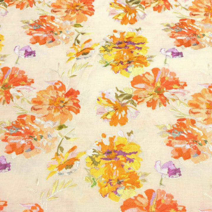 Moss Cotton Position Print With Thread Embroidery Fabrics