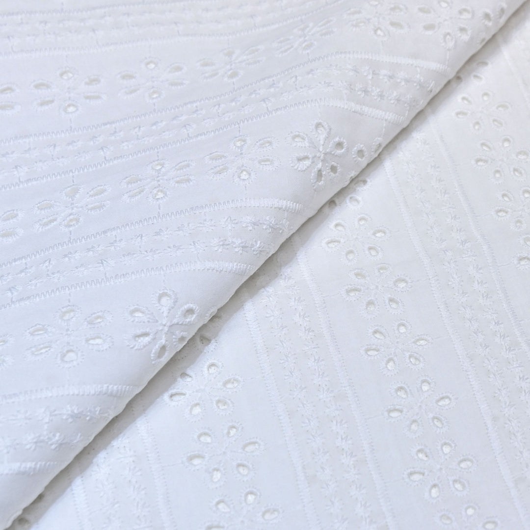 Cotton Chikankari Cutwork & Thread Embroidery Fabric – Elegant Summer Designer Fabric- MJ7156-1