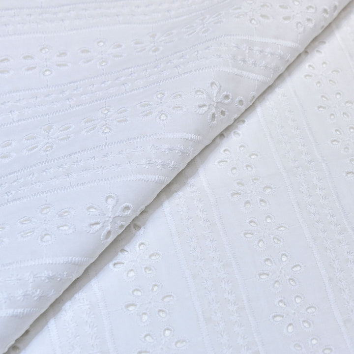 Cotton Chikankari Cutwork & Thread Embroidery Fabric – Elegant Summer Designer Fabric- MJ7156-1