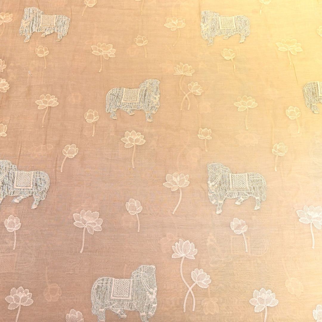 4D Shaded Mul Chanderi Embroidery Fabric-Designer Fabrics GP4049-2