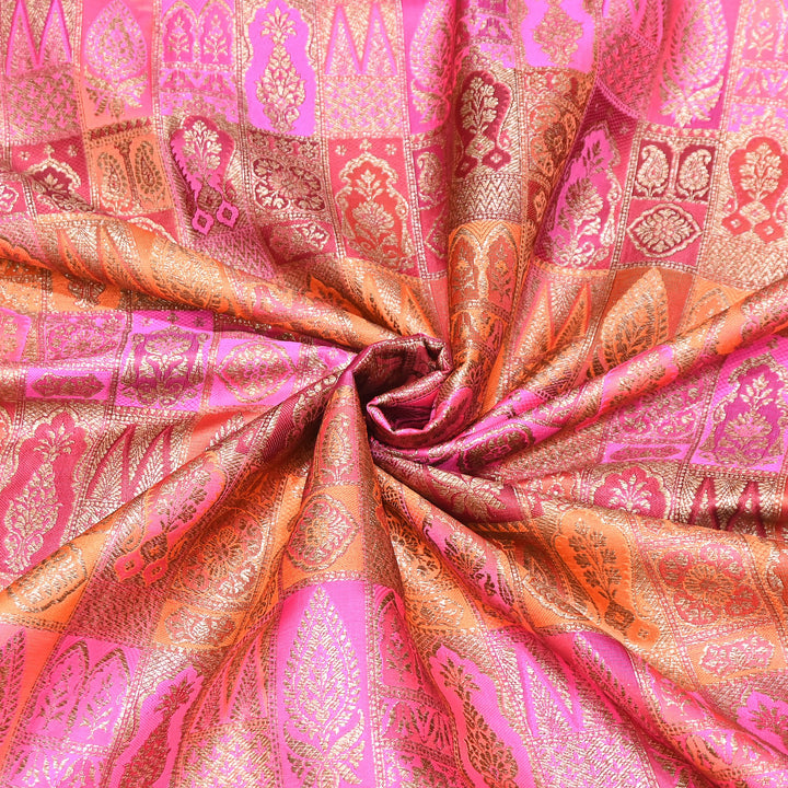 Multi Rangoli Brocade Fabric – Premium Zari Woven Designer Brocade Fabric 001006-A17