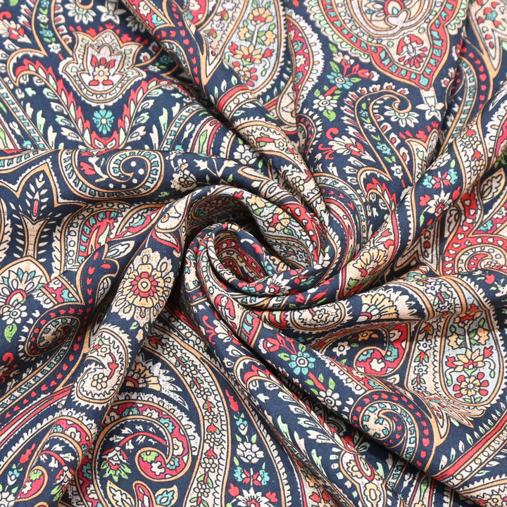 Ink Blue Omura Cotton Coral Mughal Art Print