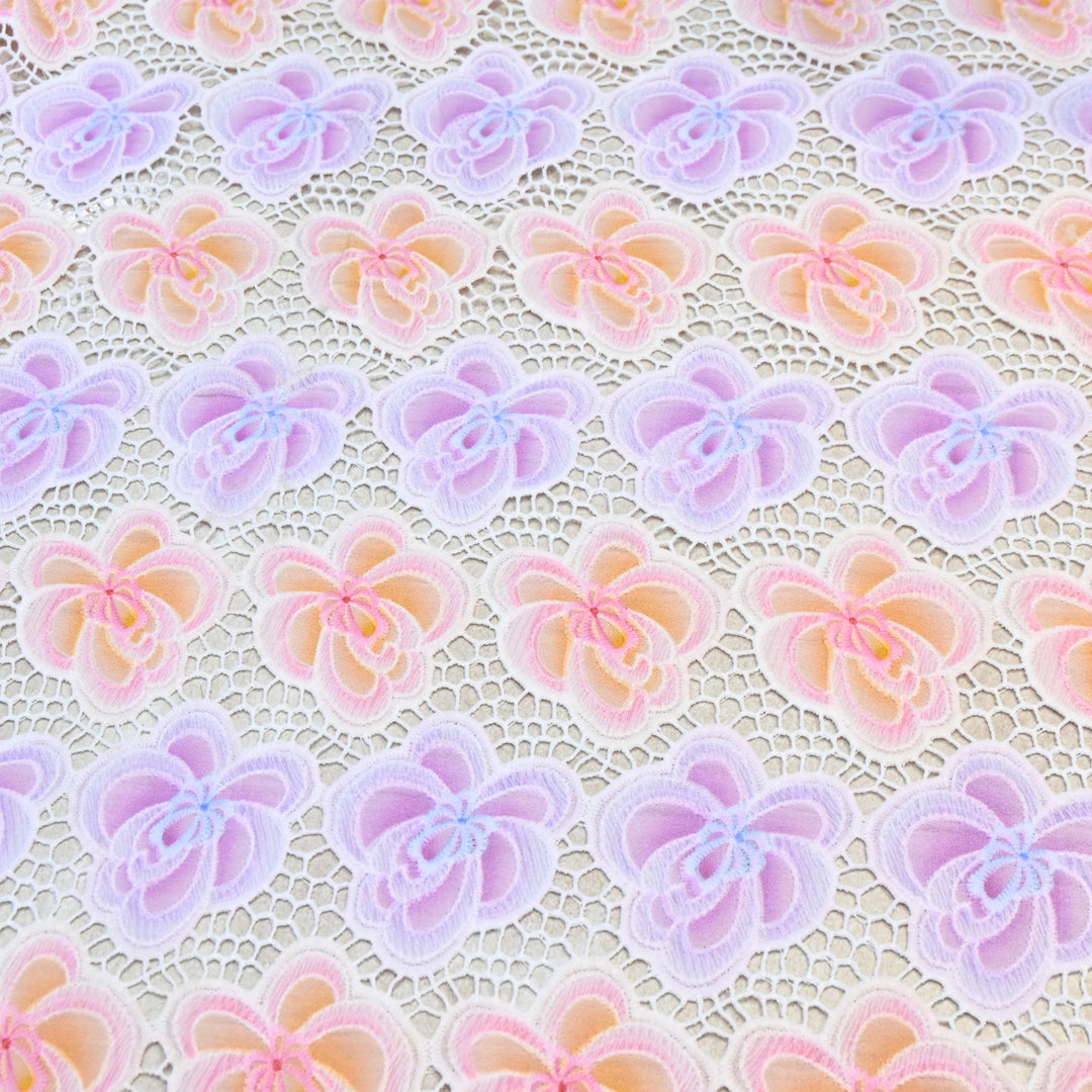 Imported Premium Crepe Cutwork Embroidery Fabric – Floral Designer Soft Crepe Material-TD0C84-3C