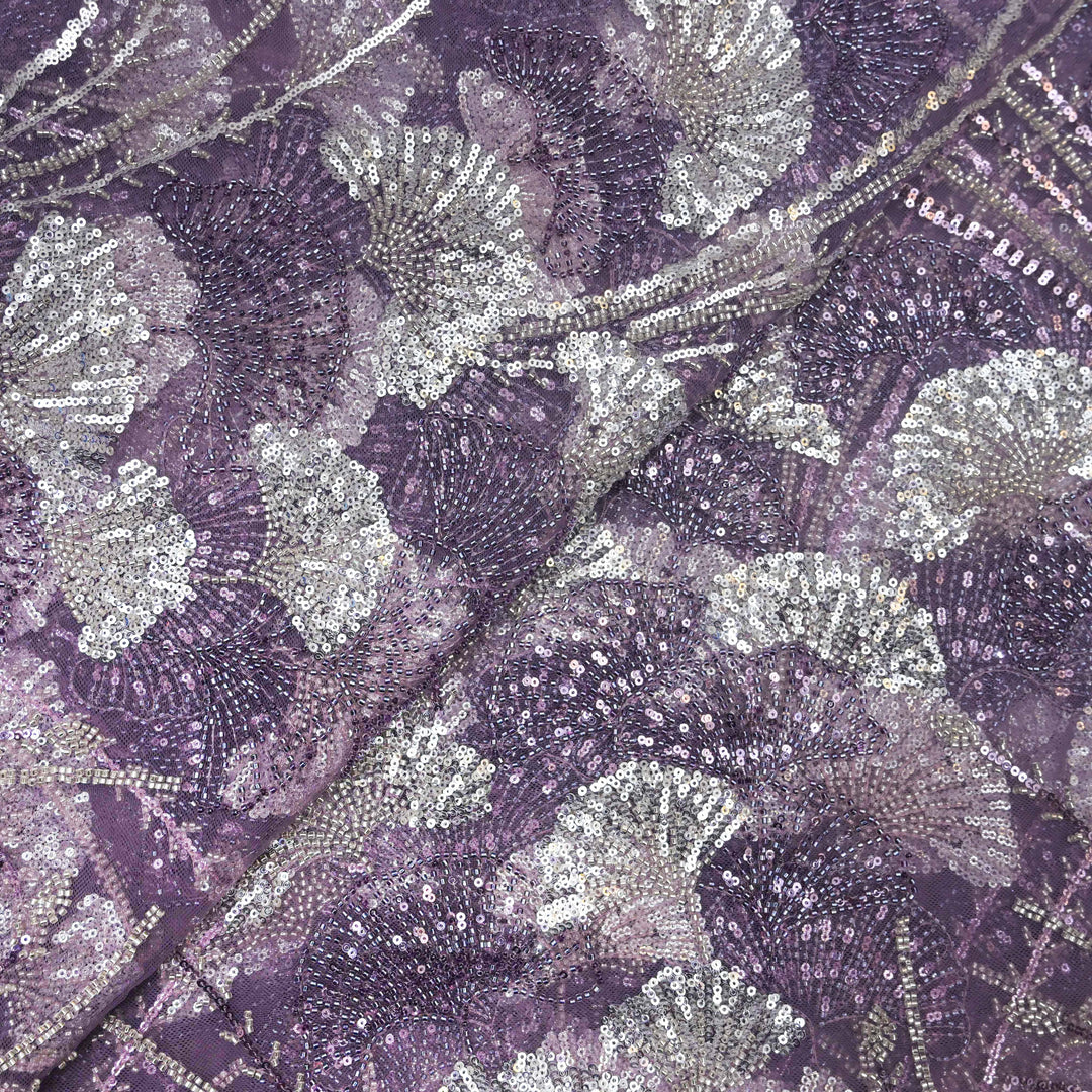 Misty Purple Net Imported Embroidery Fabric.| 20T25