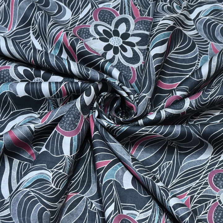 Eve Black Italian Lawn Print Fabric