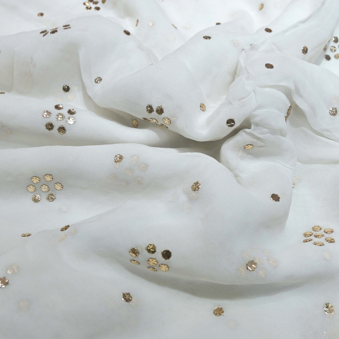 Viscose Georgette 8 Floral Tikki Mukaish Hand Work Fabrics