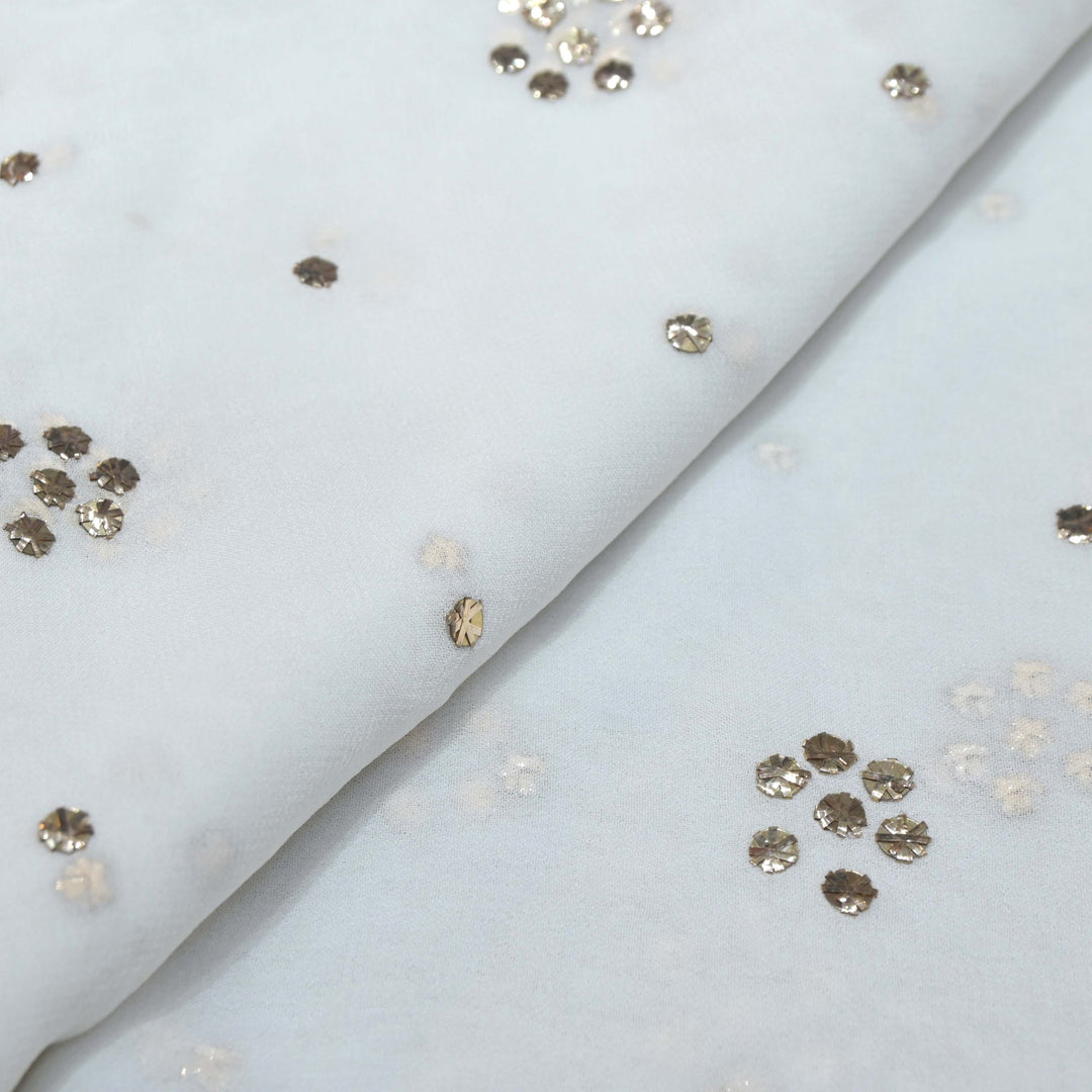 Viscose Georgette 8 Floral Tikki Mukaish Hand Work Fabrics