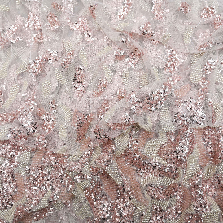 Nude Pink Net Imported Embroidery Fabric.| 60063
