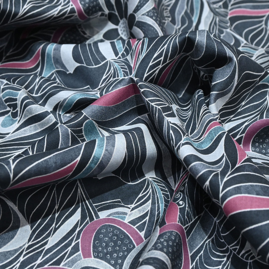 Eve Black Italian Lawn Print Fabric