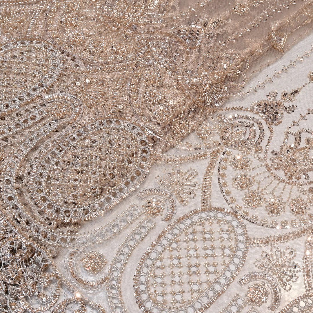 Premium Imported Heavy Beaded & Sequin Embroidery Net Fabric- 8828238-01