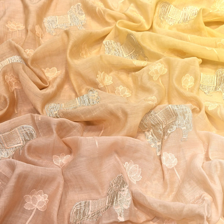 4D Shaded Mul Chanderi Embroidery Fabric-Designer Fabrics GP4049-2