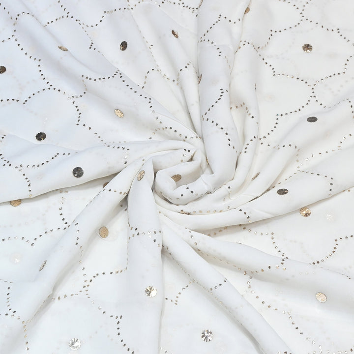 Dyeable Pure Silk Georgette Handwork Mukaish Fabric