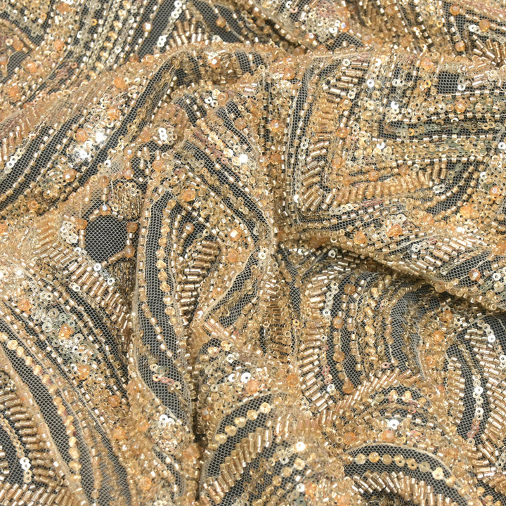 Imported Net Cutdana With Sequins Handwork Embroidery Fabrics