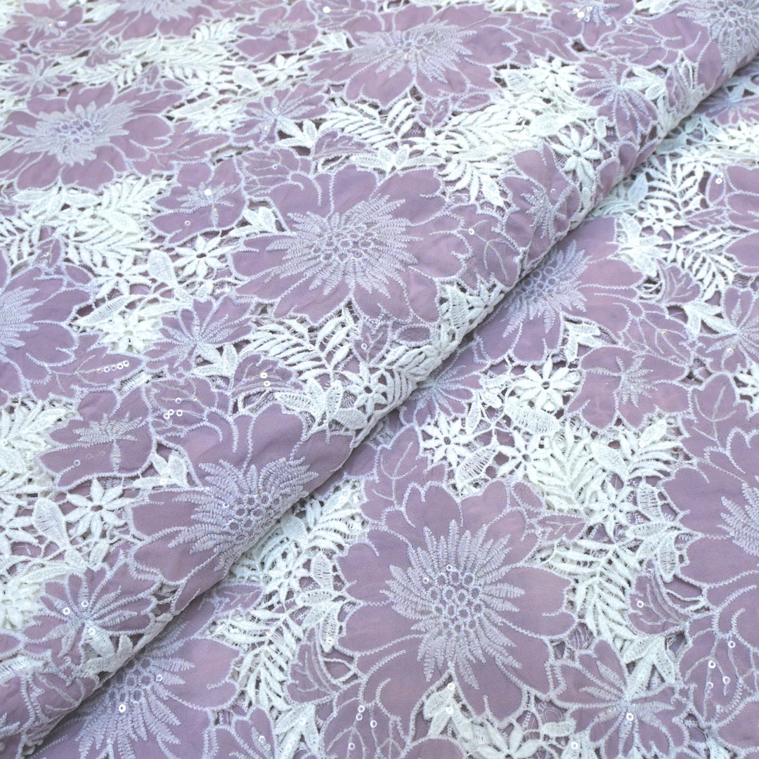 Crocia Cut Work With Watter Sequence Embroidery on Imported Crepe Fabrics