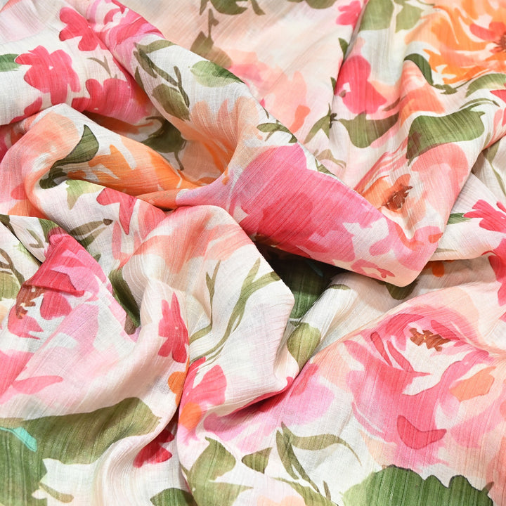 Multi Color Crush Muslin Digital Print Fabric – Soft Designer Muslin Print Fabric- COO145-9