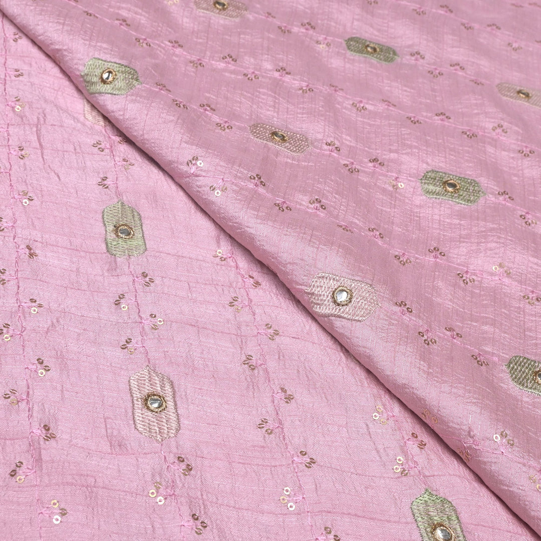 Nysha Silk Thread With Sequins Embroidery Fabric