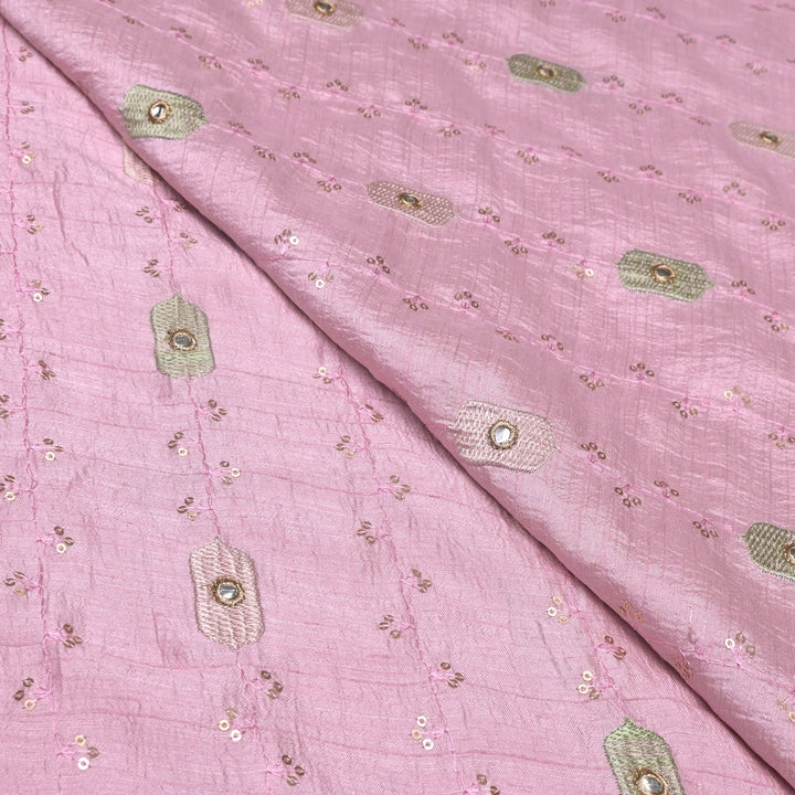 Nysha Silk Thread With Sequins Embroidery Fabric