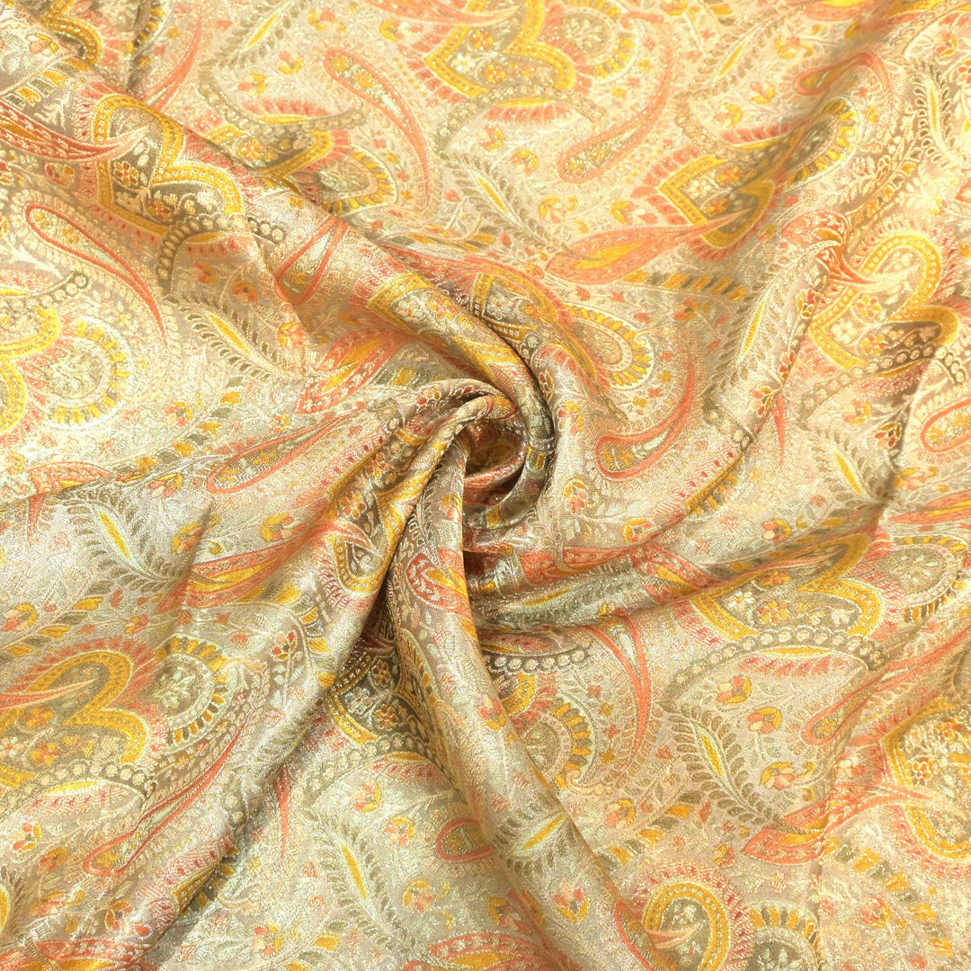 Gajji Satin Position Print Zari Jacquard Fabrics