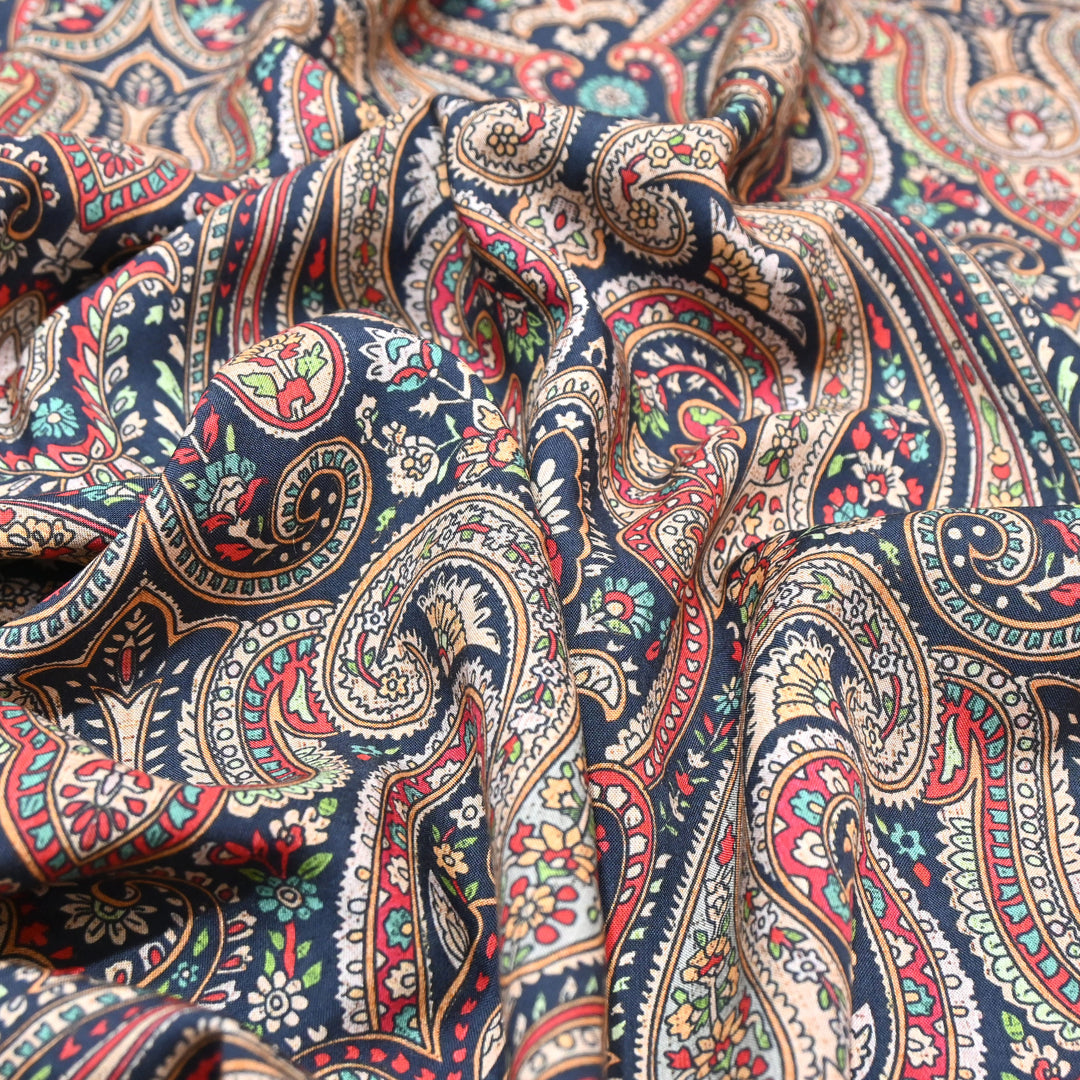 Ink Blue Omura Cotton Coral Mughal Art Print