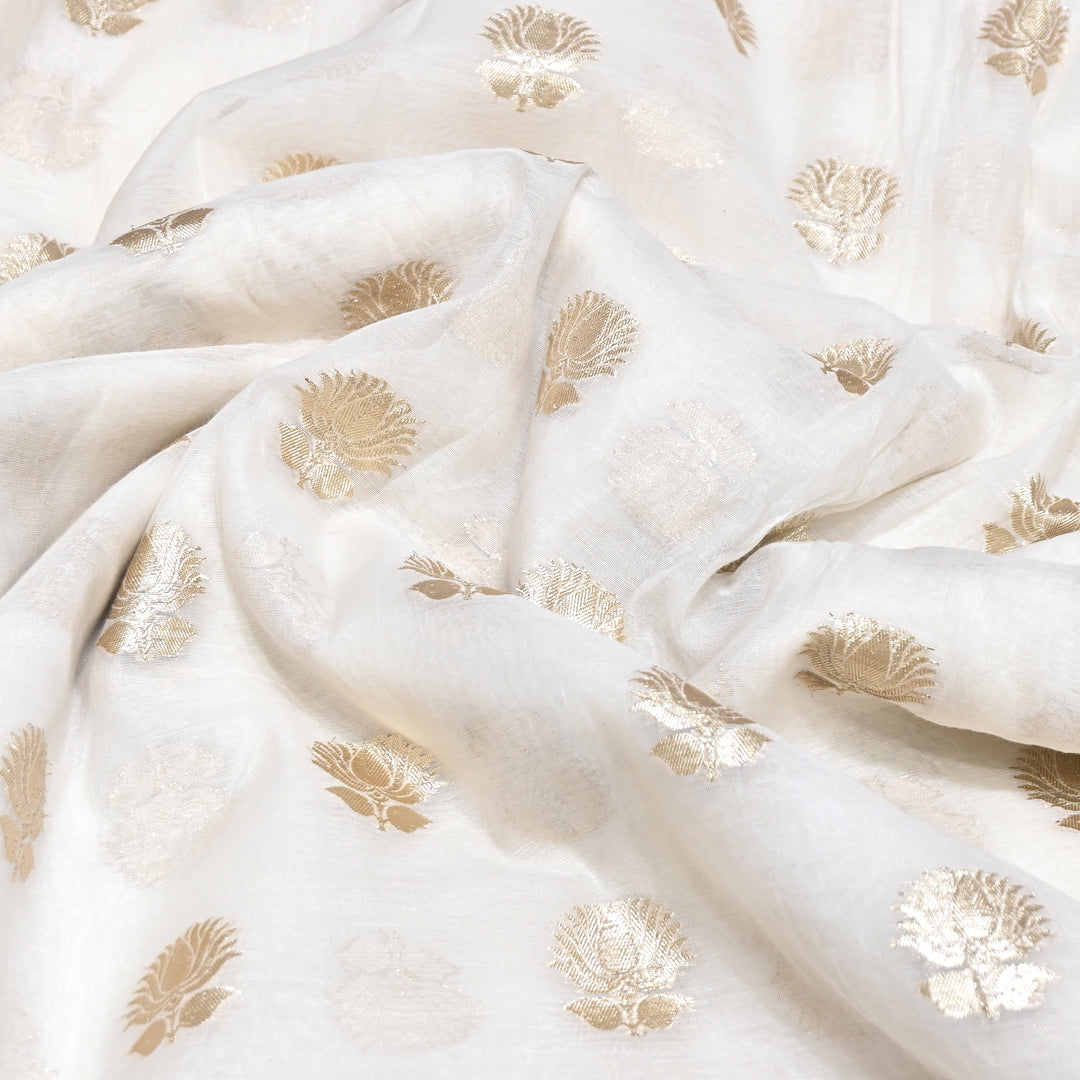 Banarasi Chanderi Gold Mat Zari Fabric – Premium Designer Ethnic Wear Fabric 000313-8