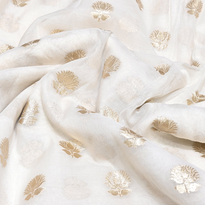 Banarasi Chanderi Gold Mat Zari Fabric – Premium Designer Ethnic Wear Fabric 000313-8