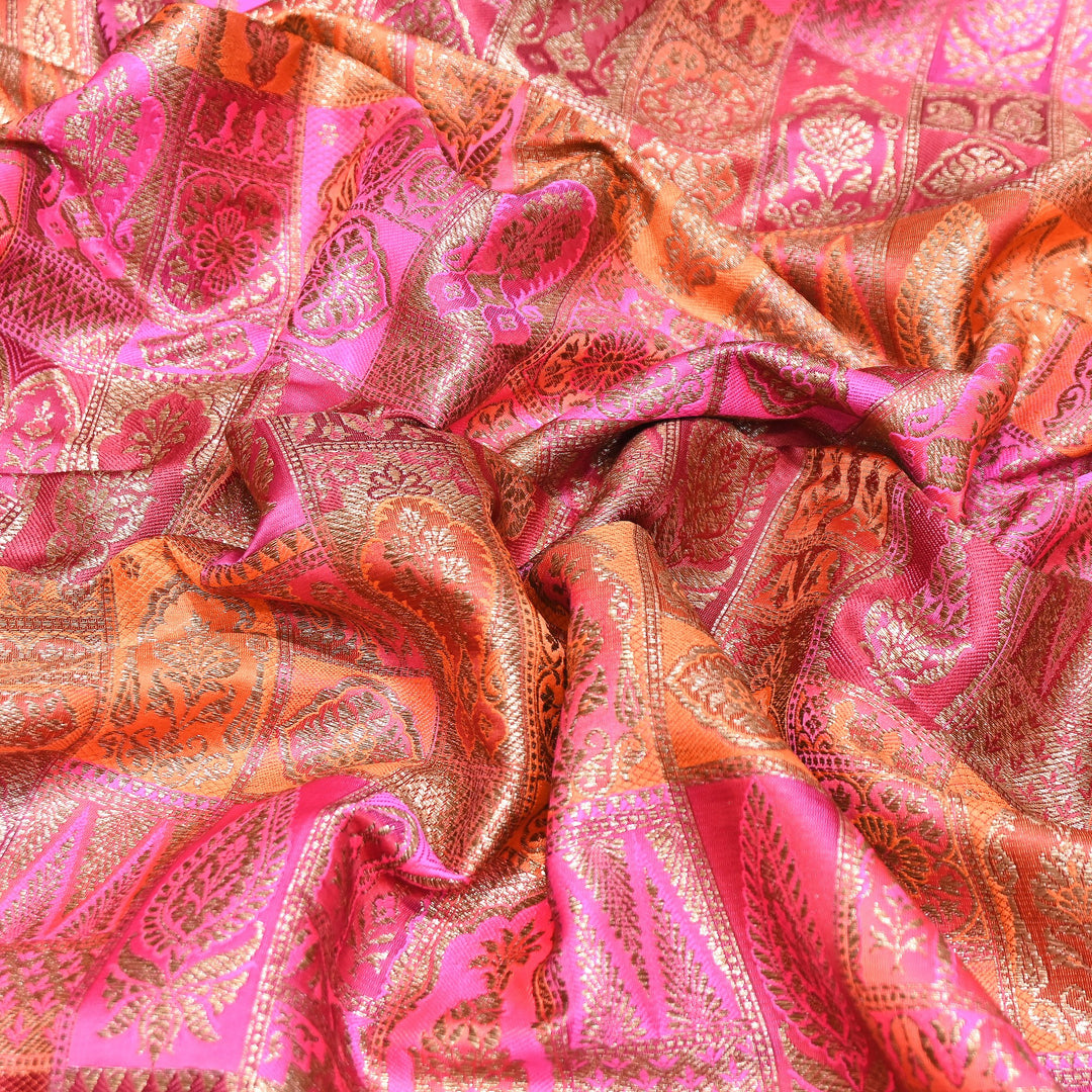 Multi Rangoli Brocade Fabric – Premium Zari Woven Designer Brocade Fabric 001006-A17