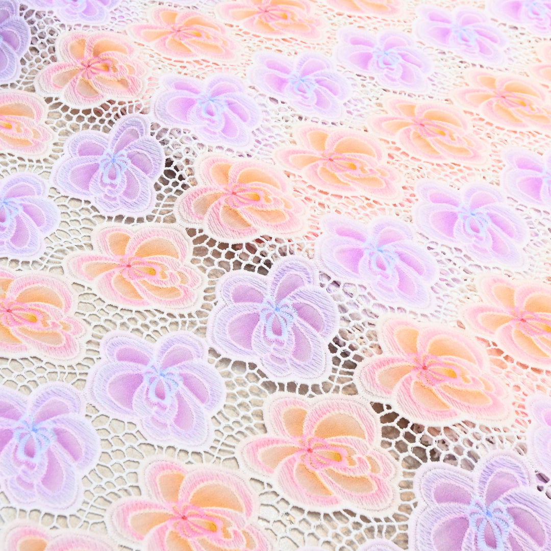 Imported Premium Crepe Cutwork Embroidery Fabric – Floral Designer Soft Crepe Material-TD0C84-3C