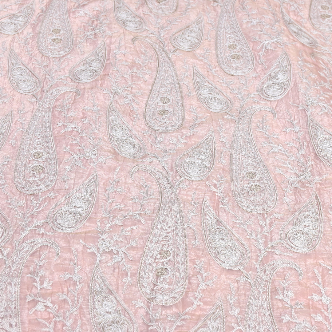 Fendi Organza Thread Embroidery Fabric – Elegant Designer Party Wear Fabric - F81399 - 02