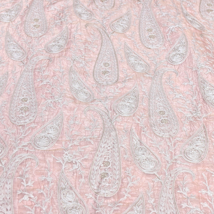 Fendi Organza Thread Embroidery Fabric – Elegant Designer Party Wear Fabric - F81399 - 02