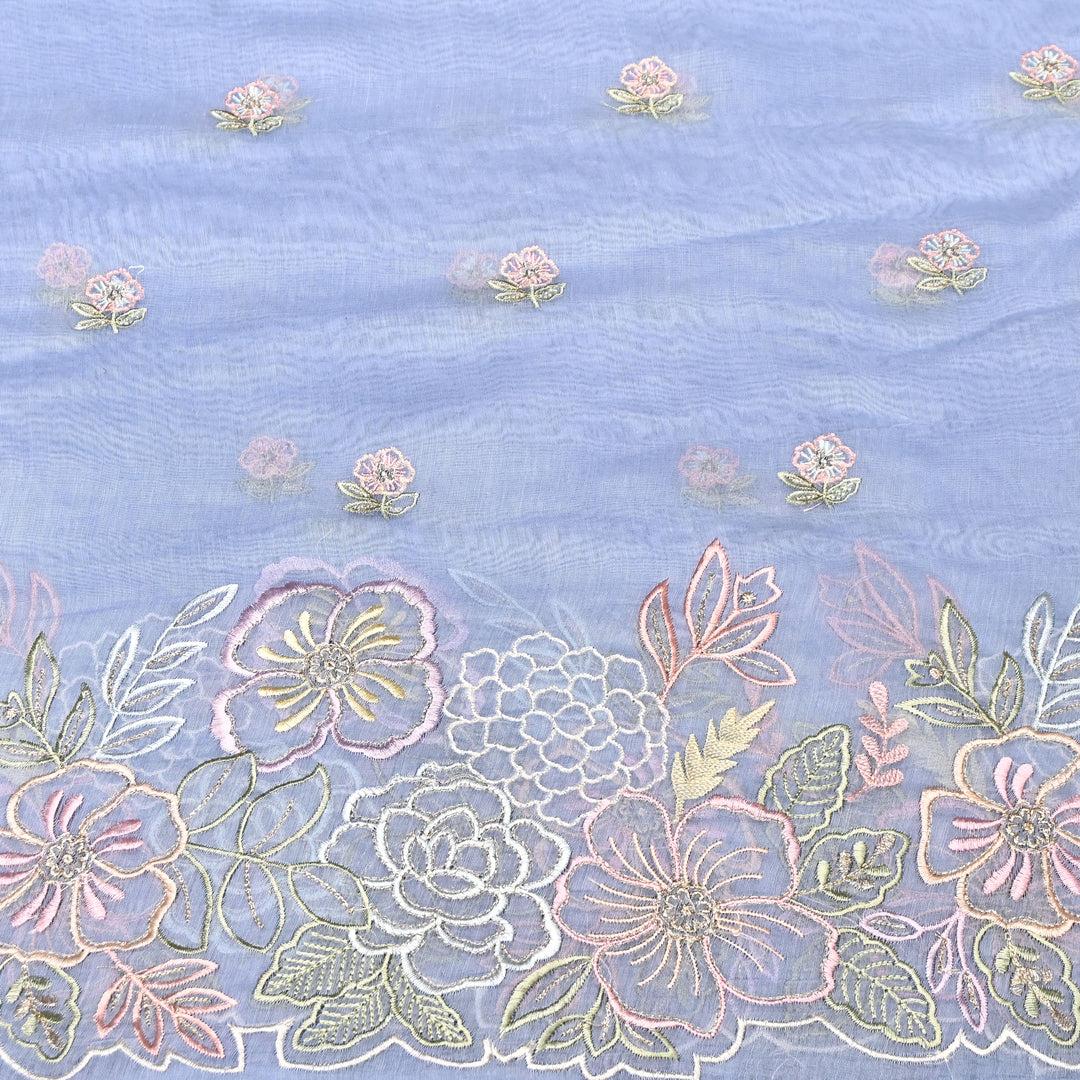 Mul Chanderi Floral Thread & Zari Embroidery Fabric – Designer Summer Fabric HC0041-3